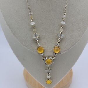 SALE! New Vintage Necklace • Thin Silvertone Chain • Ornate Design